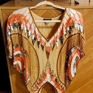 Vintage silk, sequin blouse